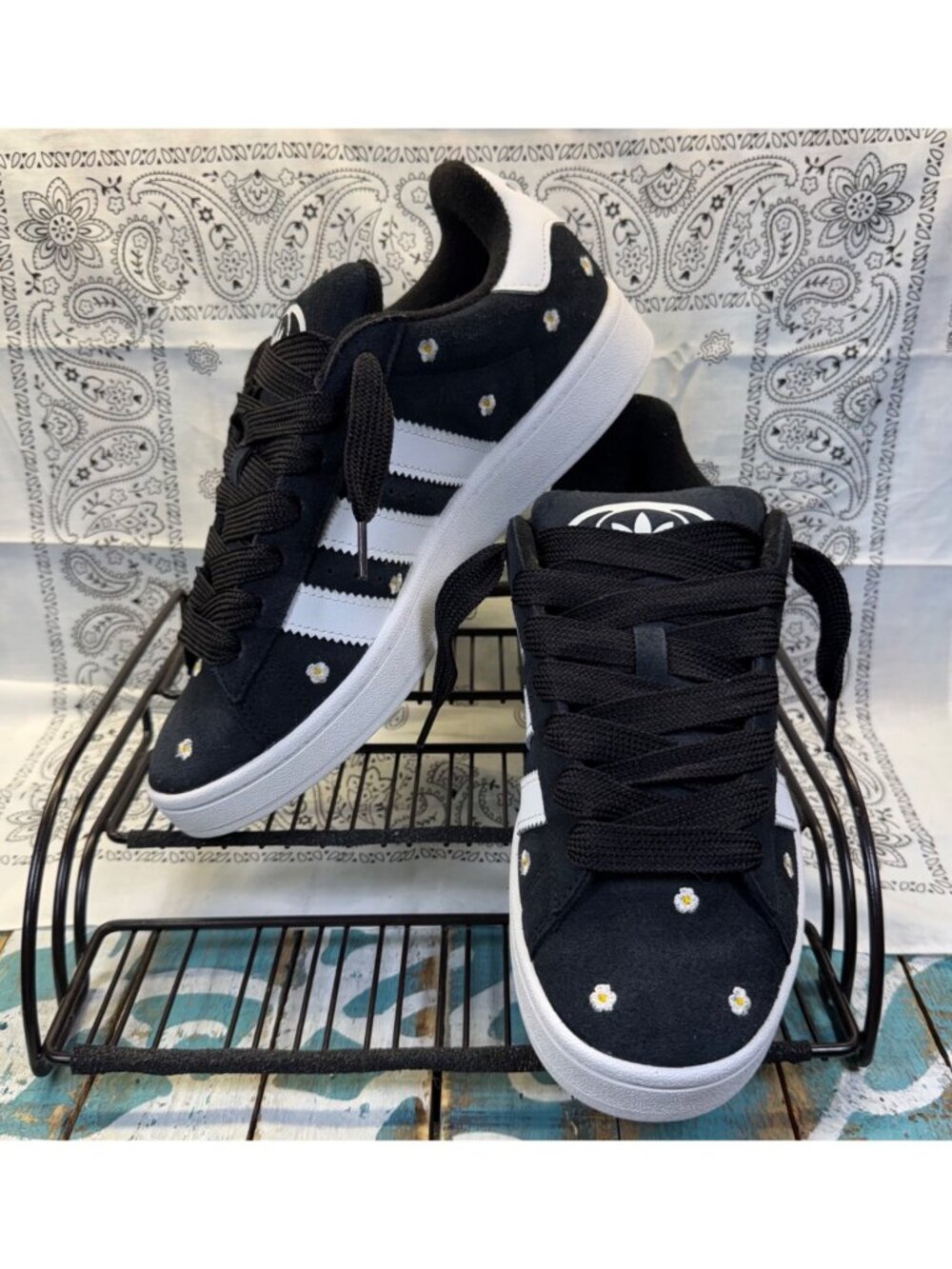 Adidas Originals Campus 00s Core Black Floral Women's - IF9640 Size 10 EUC